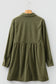 Vineyard Green Corduroy Half Button Collared Long Sleeve Mini Dress