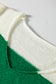 Green Stripe Loose Color Block Drop Shoulder Bubble Sleeve Sweater