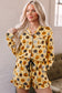 Orange Long Sleeve Ruffle Pumpkin Face Print Two Piece Lounge Set