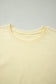 Yellow Cream Solid Color Tee Drawstring Shorts Comfy 2pcs Set