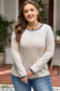 Parchment Ribbed Contrast Leopard Edge Round Neck Plus Knit Top