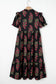 Beige Floral Short Bubble Sleeve Tiered Maxi Dress