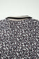 Brown Plus Size Leopard Print Striped Webbing Patchwork Half Zip Blouse