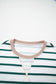 White Stripe Twisted Ribbed Patchwork Drop Shoulder Round Neck Sweatshirt