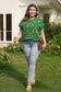 Red Plus Size Leopard Contrasted Checkered Short Sleeve Sweater