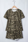 Brown Leopard Print Crew Neck Short Set