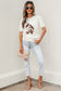 White Wild West Horse Head Printed Short Sleeve Sweater