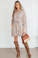 Brown Stripe Knot Waist Puff Sleeve Button Down Mini Shirt Dress