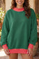 Brown Colorblock Polka Dot Contrast Trim Oversized Sweatshirt