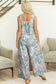 Green Tropical Palm Printed Cropped Tank Drawstring Wide Leg Pant Set