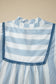 Sky Blue Stripe Subtle Lace Detail V Neck Ruffle Trim Casual Dress