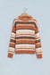 Orange Stripe Dropped Shoulder Loose Pullover Sweater