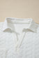 White Textured Pocketed Collared V Neck Pullover Sweatshirt