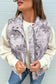 Brown Camo Leaf Print Winter Puffer Vest