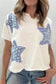 Sky Blue Patriot Star Patched Notched Neck Mineral Washed Tee