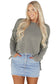Parchment Twist Ribbed Exposed Seam Detail Long Sleeve Loose Top