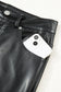 Black Faux Leather Side Slit Maxi Skirt