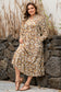 Khaki Abstract Plant Print Loose Plus Size Long Dress