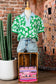 Green Flower Printed Contrast Patchwork Collar Short Sleeve Blouse