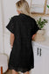 Dark Blue Solid Color Eyelet Embroidered T Shirt Mini Dress