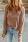 Smoke Gray Textured Round Neck Long Sleeve Top