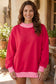 Brown Colorblock Polka Dot Contrast Trim Oversized Sweatshirt