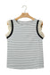 Black Stripe Contrasted Ruffle Trim Casual Tank Top