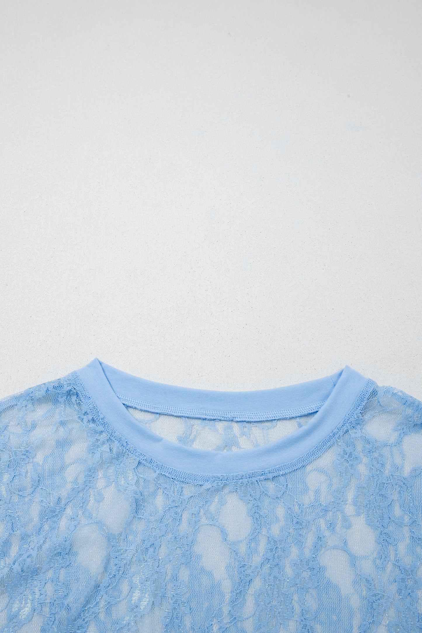 Beau Blue Sheer Floral Lace Boxy Tee