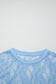 Beau Blue Sheer Floral Lace Boxy Tee