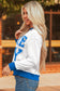 Oatmeal GAME DAY Letter Graphic Varsity Striped Detail Baggy Sweatshirt