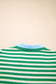 Green Stripe Print Contrast Collar Split Neck Flutter Sleeve Short Dress