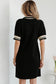 Black Striped Webbing Trim Preppy Polo Tee Dress