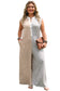 Gray Stripe Plus Size Color Block Buttoned Sleeveless Wide Leg Jumpsuit