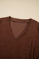 Coffee Winter Corduroy V Neck Long Sleeve Plus Size Mini Dress