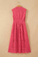 Coral Floral Lace Overlay Zip Up V Neck Smocked Waist Sleeveless Dress