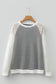 Black Stripe Textured Knit Contrast Hollowed Lace Patchwork Long Sleeve Top