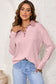 Red Dahlia Solid Color Long Sleeve Thermal Knit Polo Collar Patchwork Top