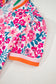 Pink Floral Print Contrast Striped Detail Short Sleeve Blouse