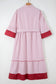 Red Stripe Plus Size Ruffled Hem Pinstriped Midi Dress