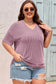 Light Grey Textured V-Neck Dropped Shoulder Plus T-Shirt