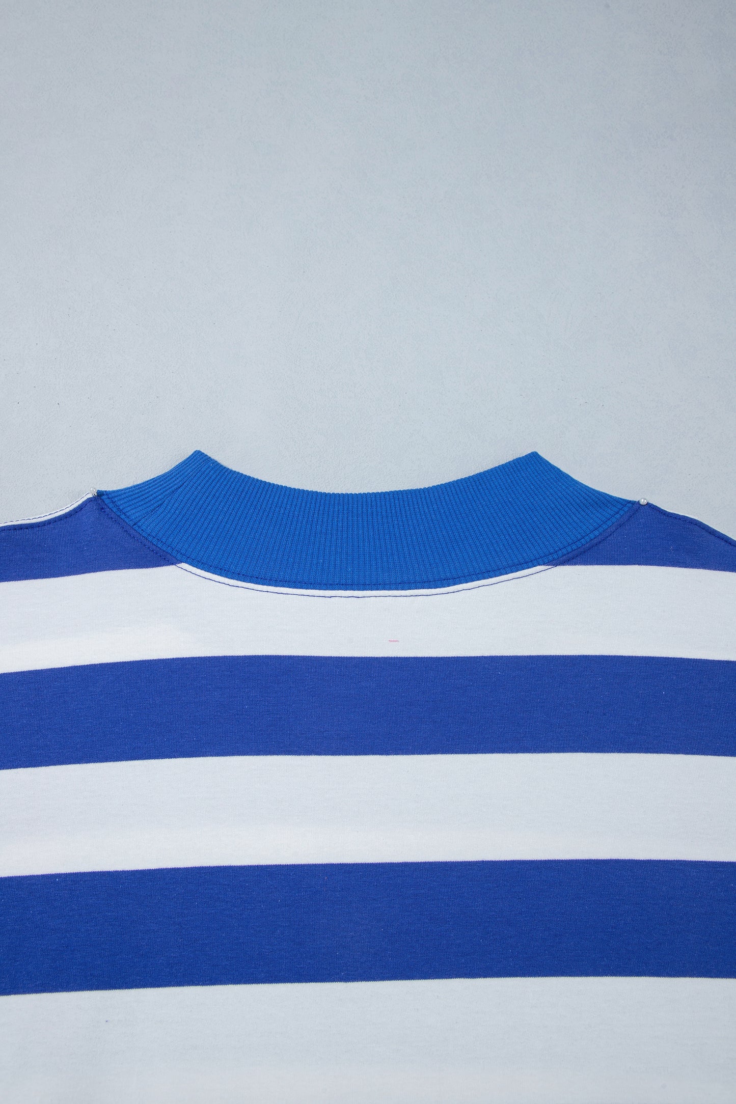 Orange Stripe Ribbed Trim Stand Neck Dropped Shoulder Plus Size Sweatshirt