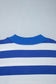 Orange Stripe Ribbed Trim Stand Neck Dropped Shoulder Plus Size Sweatshirt