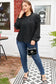 Black Ruffle Balloon Sleeve Chiffon Elegant Plus Size Shirt