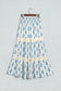 Sky Blue Floral Print Lace Patchwork Detail Wide Leg Pants