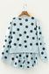 Sky Blue Polka Dot Print Drop Shoulder Pullover Drawstring Shorts Set