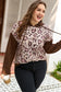 Brown Leopard Print Knit Patchwork Plus Hoodie