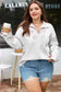 Gray Camo Leaves Patchwork Zipped Collar Pullover Plus Size Sweatshirt