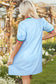 Myosotis Contrast Striped Notched V Neck Puff Sleeve Mini Dress