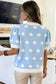 Rose Red Polka Dot Puff Short Sleeve Sweater Top