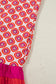 Orange Geometric Floral Print Color Block Trim Button Front Ruffle Hem Dress